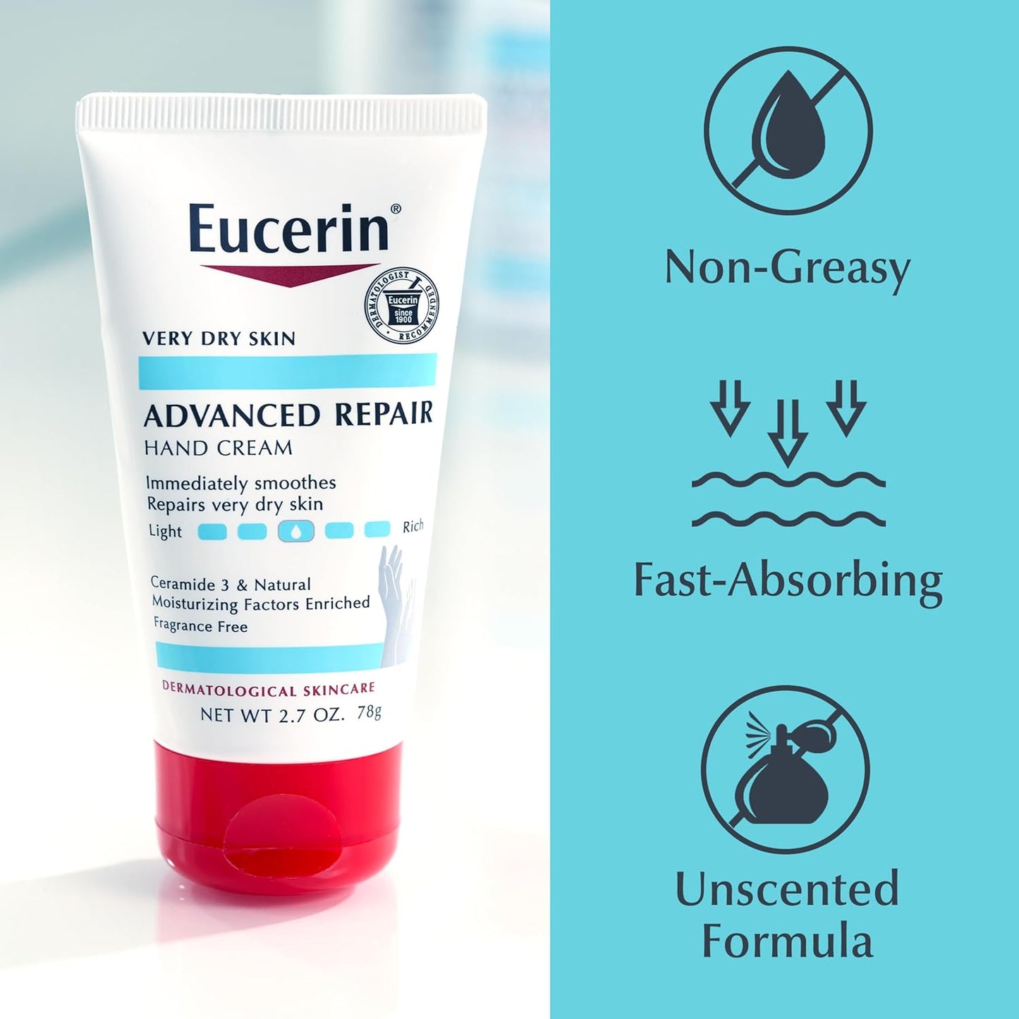 Eucerin Advanced Repair Hand Cream – Clean, Fragrance-Free Essentials Tube