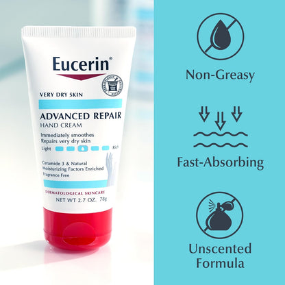 Eucerin Advanced Repair Hand Cream – Clean, Fragrance-Free Essentials Tube