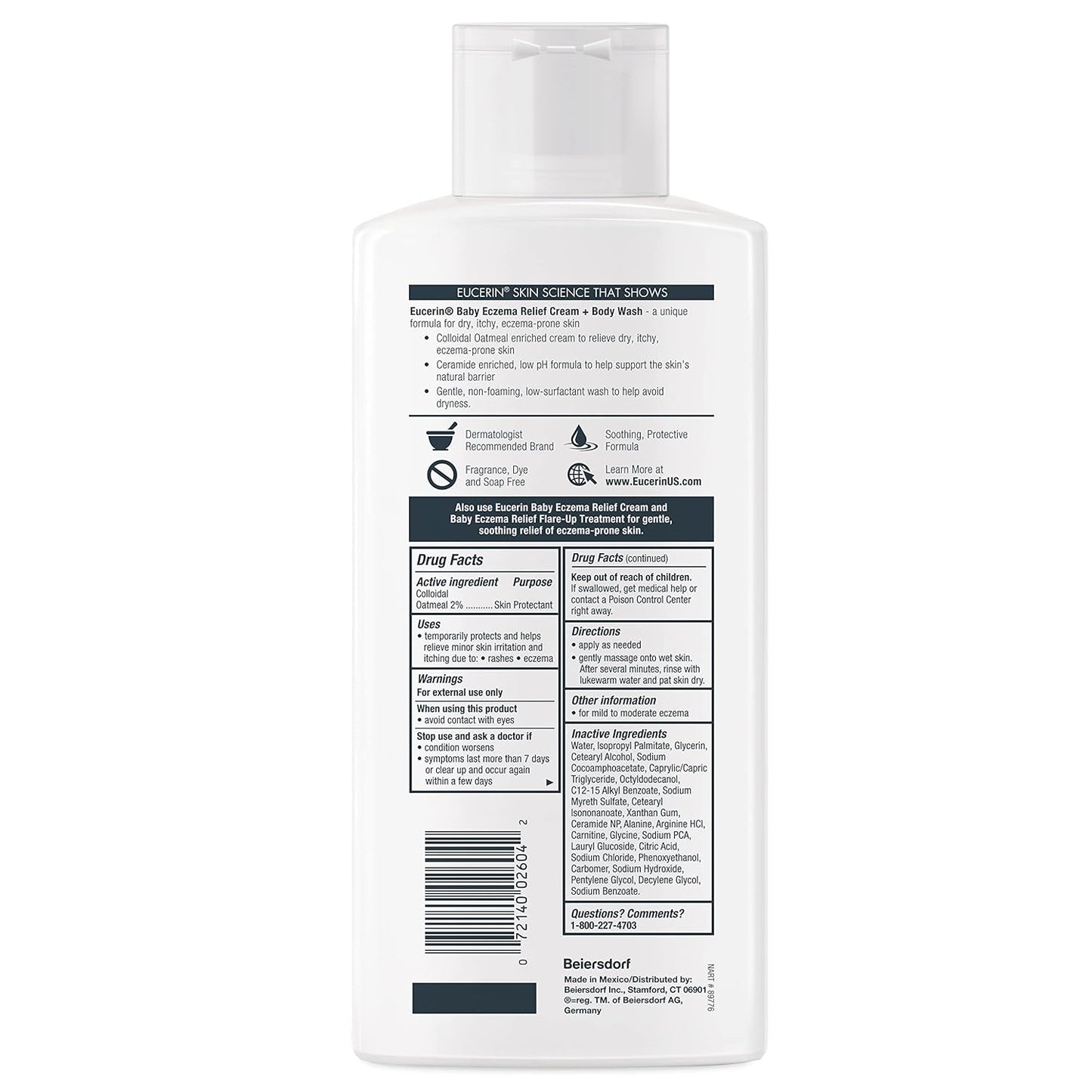 Eucerin Baby Eczema Relief Cream Wash – Safe Daily Cleanser for Sensitive Infant Skin