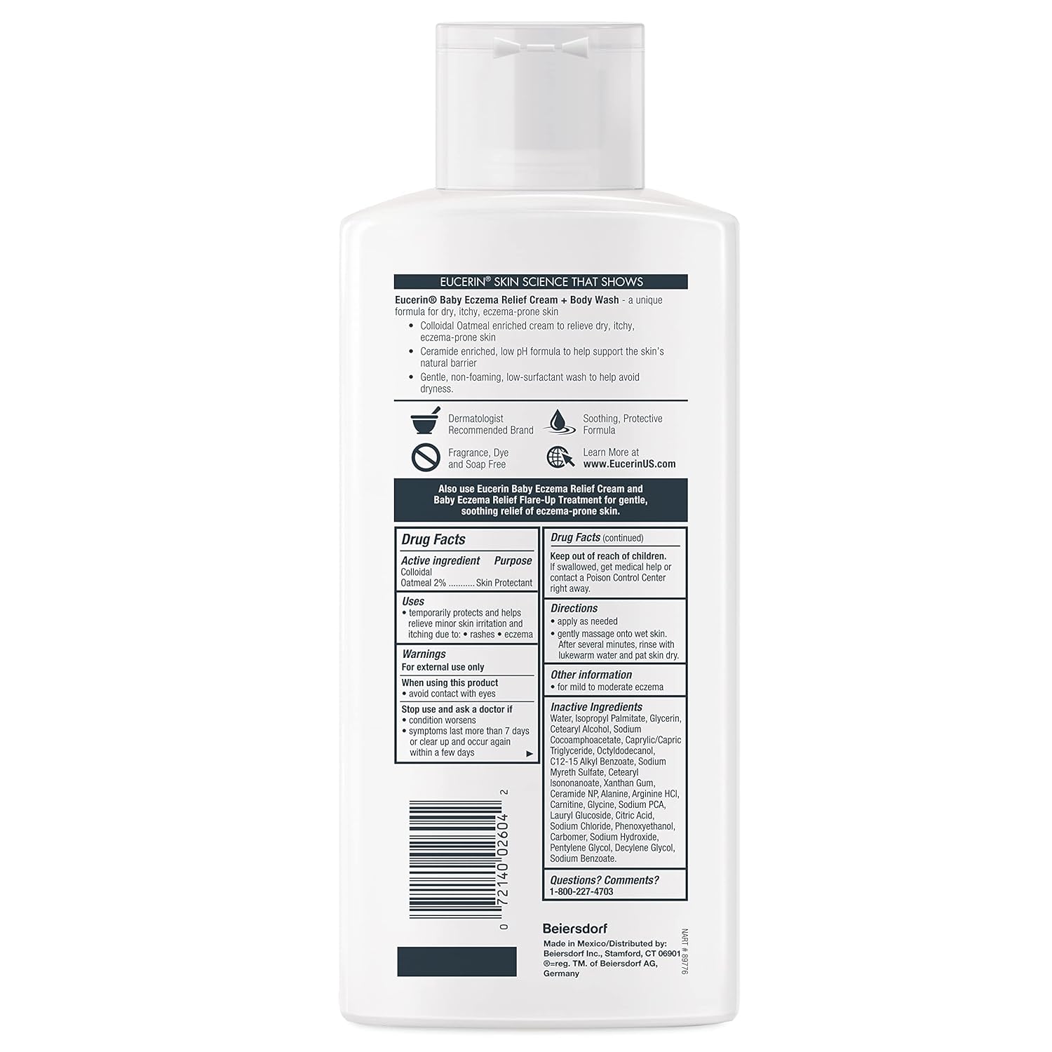 Eucerin Baby Eczema Relief Cream Wash – Safe Daily Cleanser for Sensitive Infant Skin