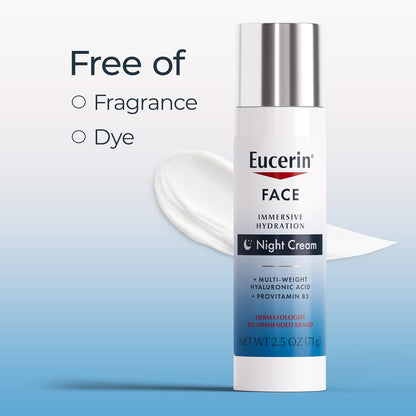 Eucerin Immersive Hydration Night Cream – Safe, Non-Irritating Moisturizer for Sensitive Skin Overnight Care