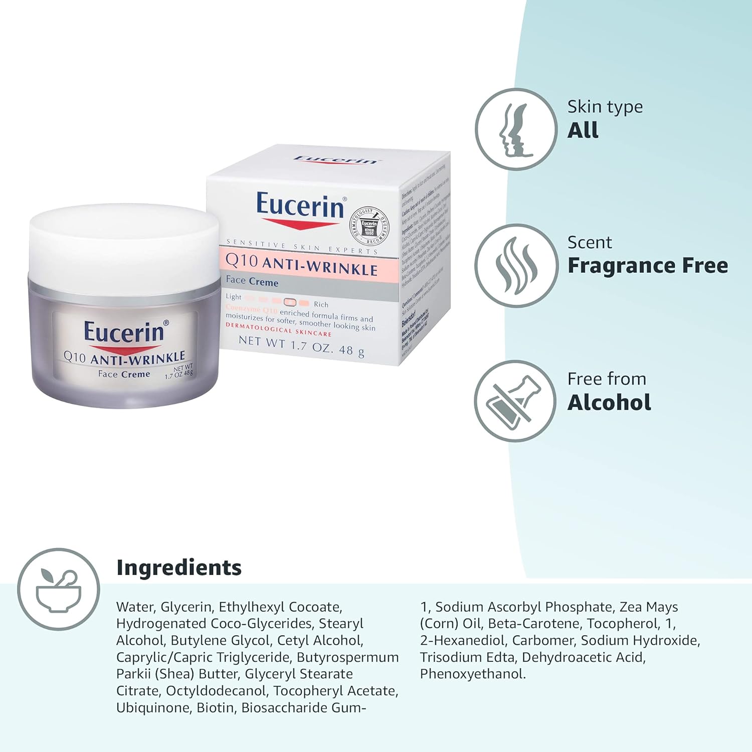 Eucerin Q10 Anti-Wrinkle Moisturizer – Nightly Skincare Ritual for Sensitive Skin