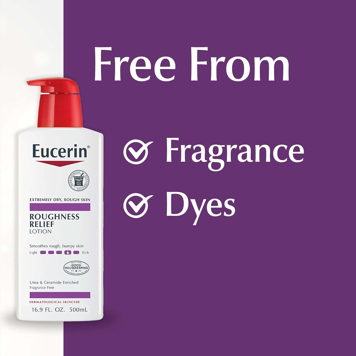 Eucerin Roughness Relief Body Lotion – 16.9 FL OZ Pump Bottle for Campers, Hikers, and Travelers with Dry Outdoor Skin