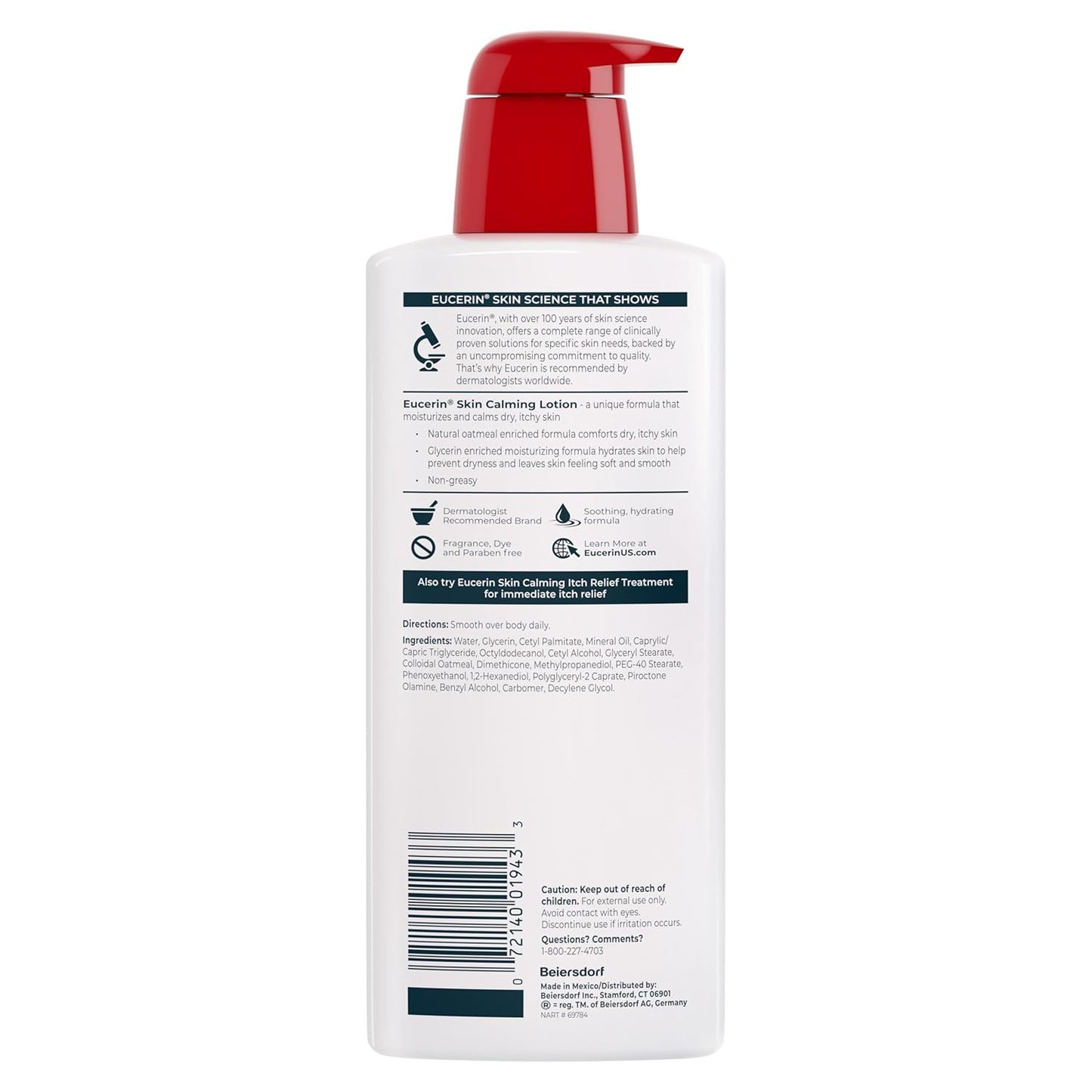 Eucerin Skin Calming Body Lotion – Thoughtful Self-Care Gift for Her with Sensitive Skin, 16.9 fl. oz. Bottle