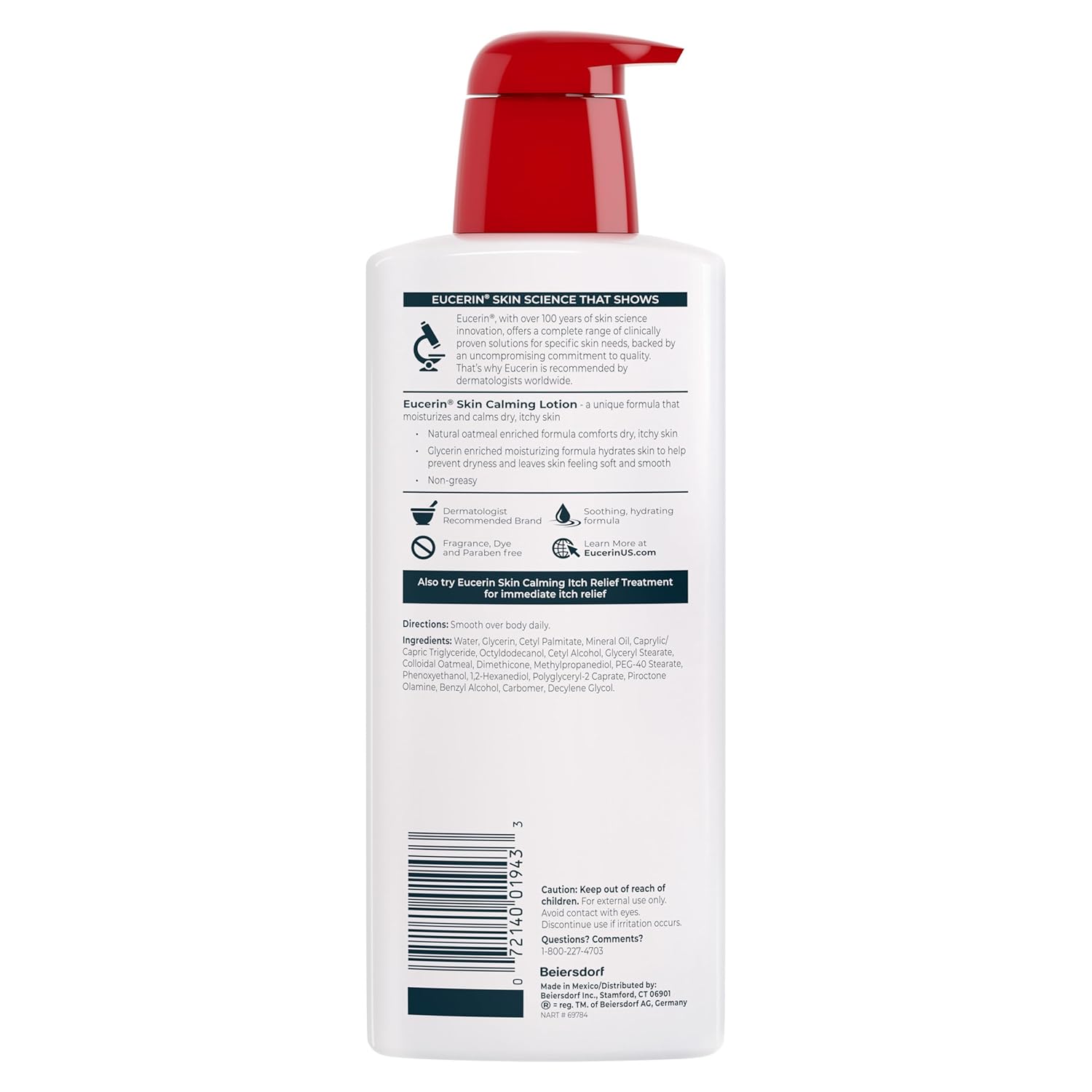 Eucerin Skin Calming Body Lotion – Thoughtful Self-Care Gift for Her with Sensitive Skin, 16.9 fl. oz. Bottle