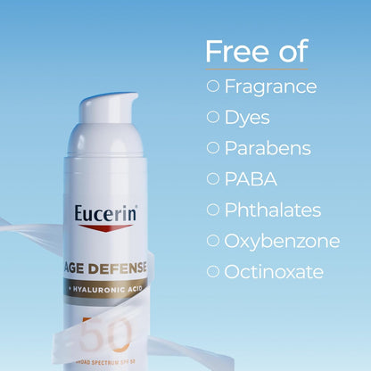Eucerin Sun Age Defense SPF 50 – Portable TSA-Friendly Sunscreen for Weekend Getaways