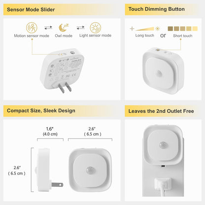 EverBrite Kids Night Light with Owl Sensor and Dusk to Dawn Mode, Cool-to-Touch Dimmable LED for Nursery and Playroom