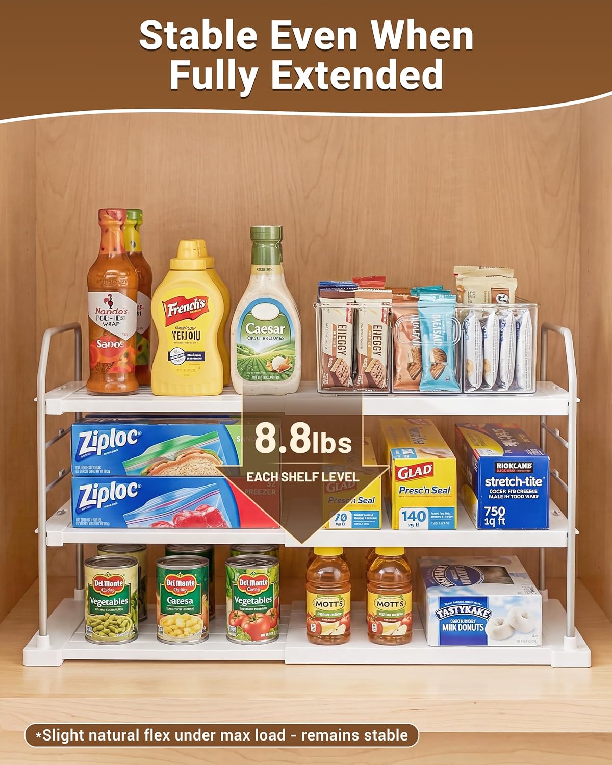EVERIE Decorative 3-Tier Carbon Steel Pantry Organizer for Stylish Kitchen Countertop Display of Jars and Wrap Boxes