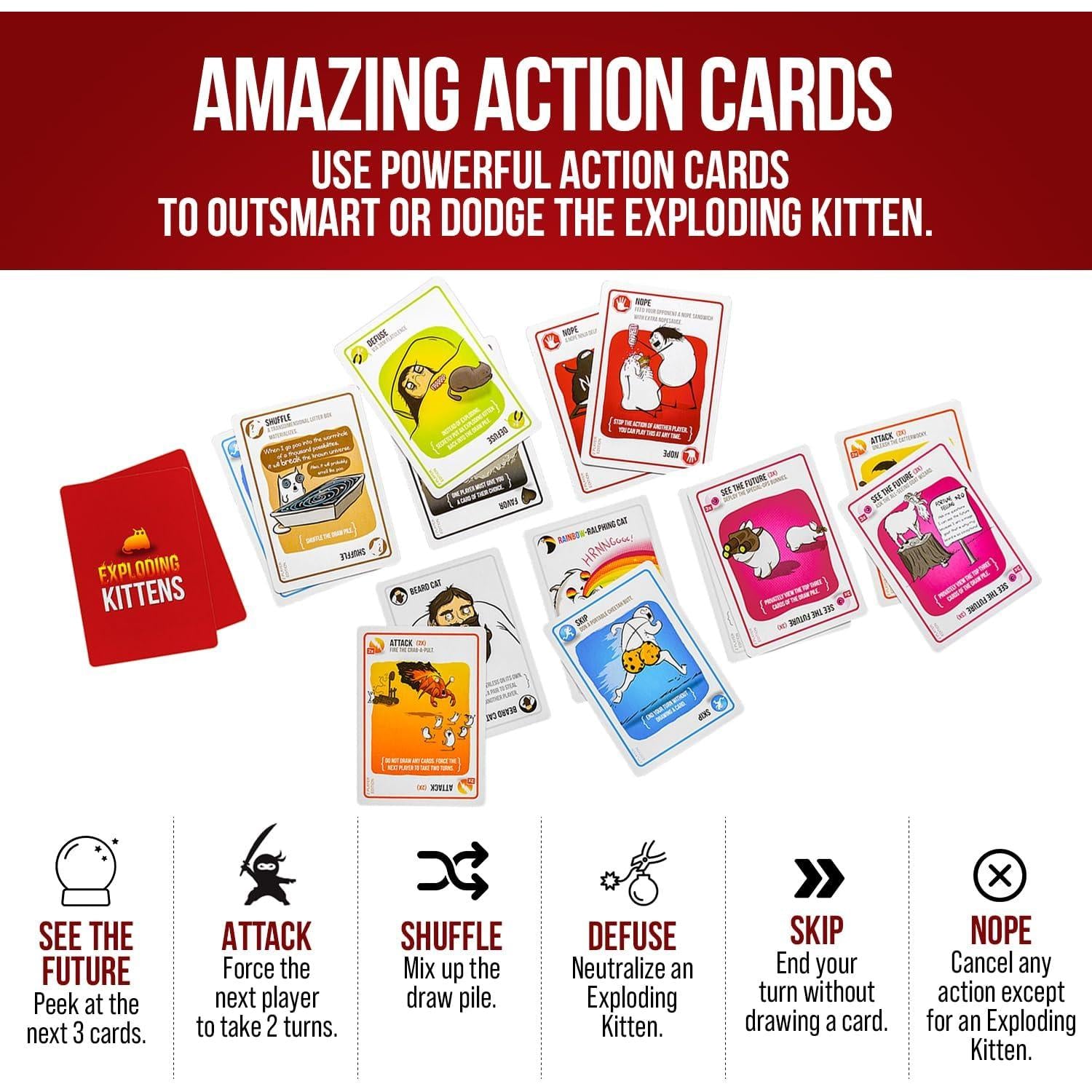 Exploding Kittens Party Pack – Safe Indoor Playroom Activity for Mixed Ages, No Reading Required