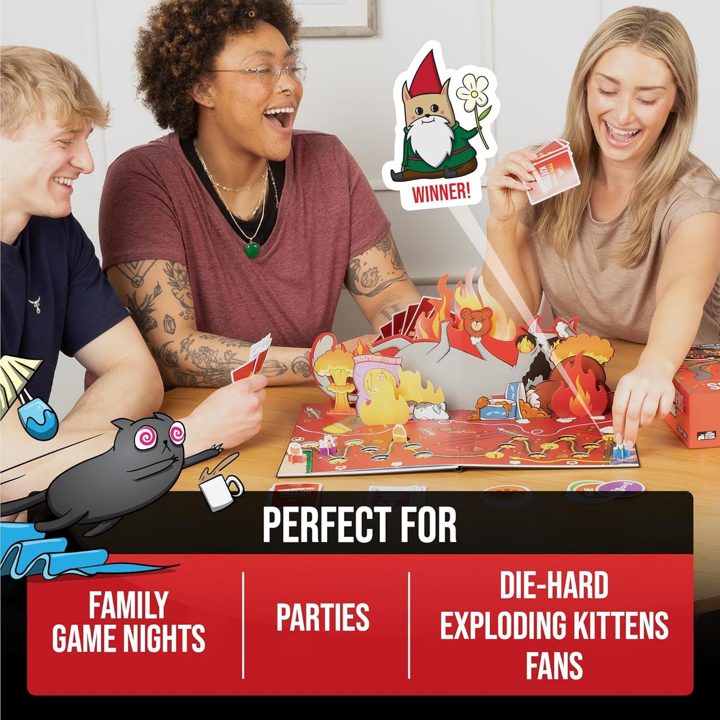 Exploding Kittens: The Board Game – Safe Family Game Night Pick for Kids Ages 7+, Parent-Approved No-Small-Parts Strategy Board
