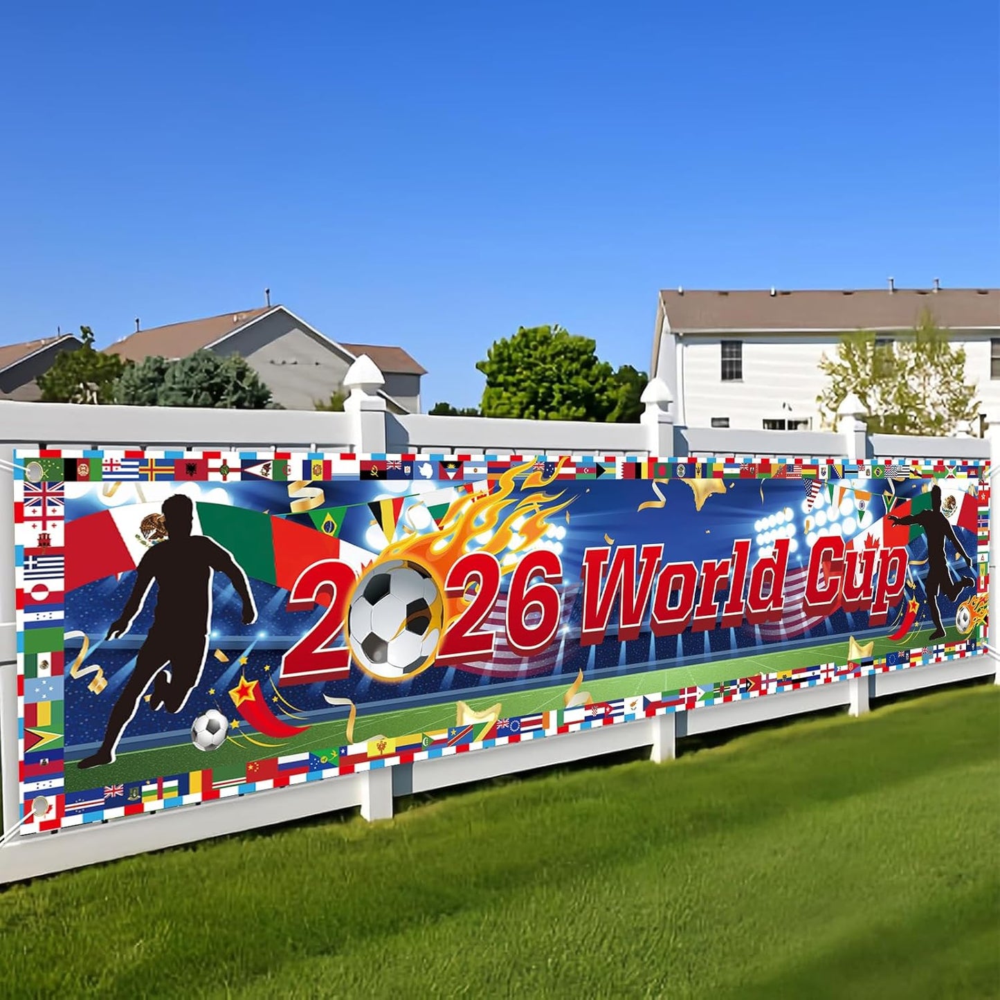 extra-large 118" x 20" cloth banner format for full wall coverage