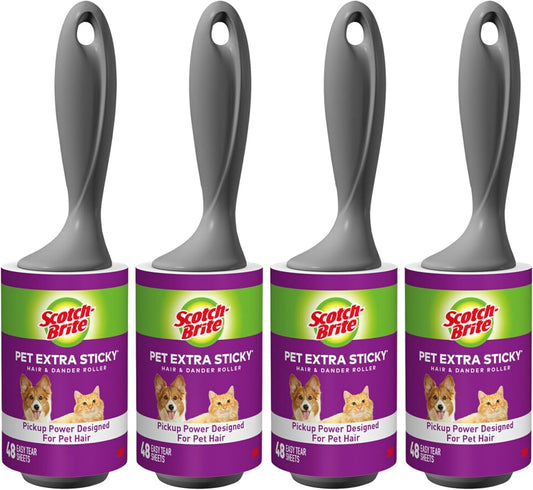 extra sticky adhesive surface rated 50% stickier than standard scotch-brite rollers