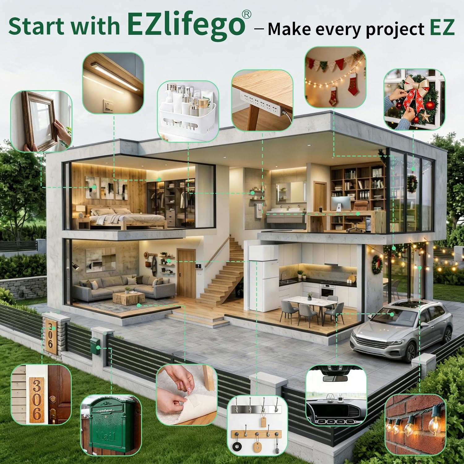 EZlifego Heavy Duty Mounting Tape for Backyard Party Setups, Reusable Outdoor Adhesive for Tents, Banners, and Signage
