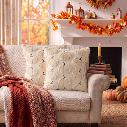 Fallcove Pumpkin Pillow Covers – Housewarming Gift for New Homeowners, 18x18 Set of 2 Pink