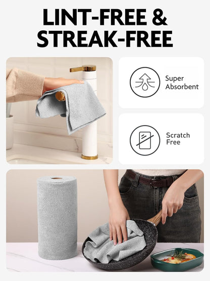 Fantasticlean Microfiber Cleaning Cloth Roll – 75 Pack for Home Office Spills and Quick Workspace Reset