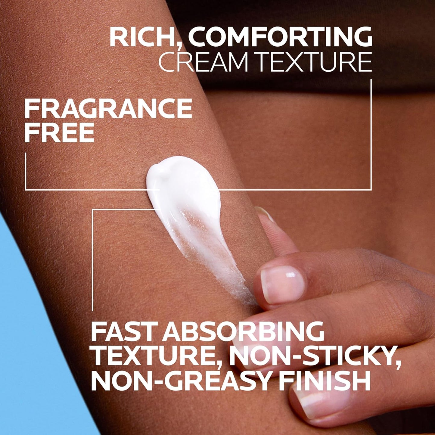 fast-absorbing, non-greasy texture with velvety finish