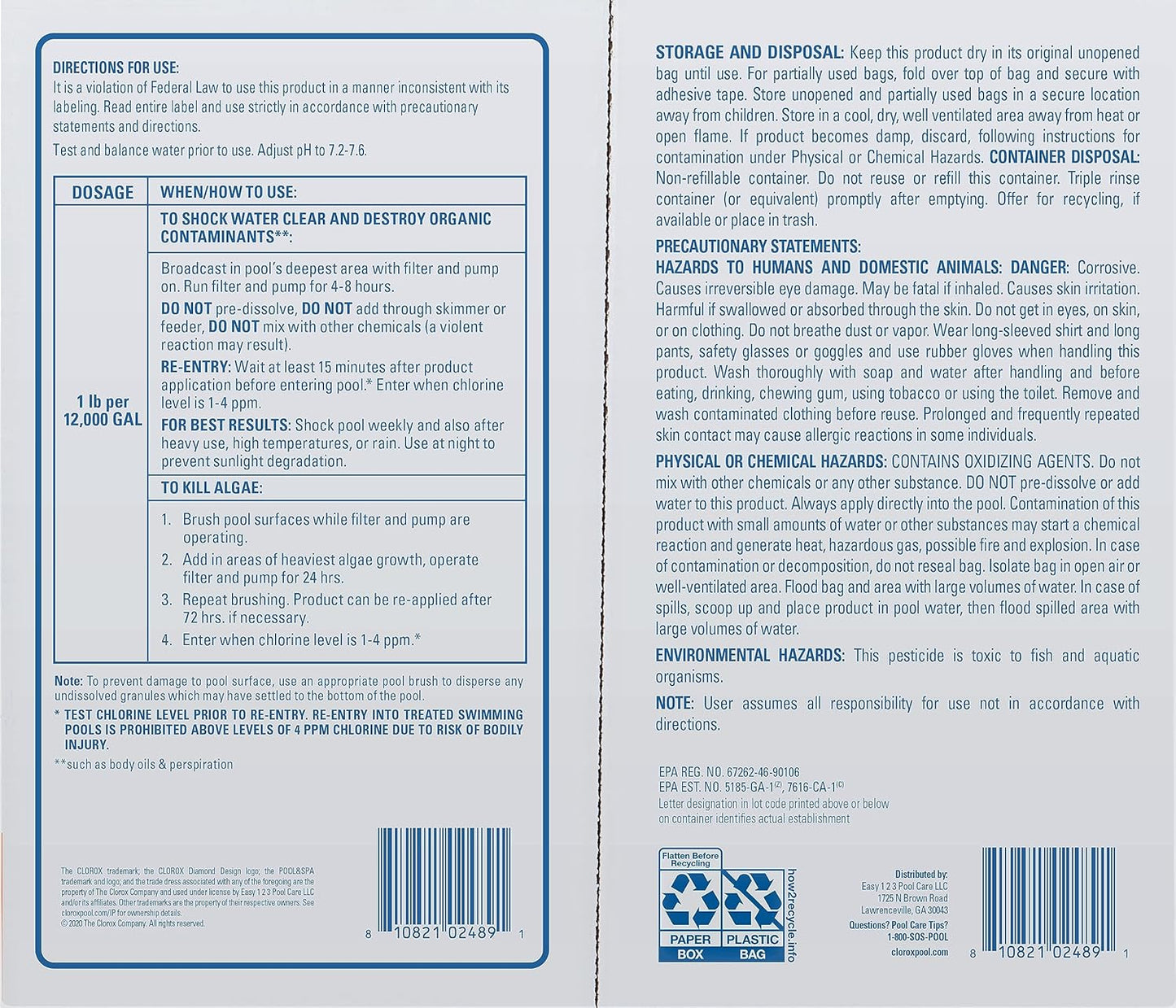 fast-dissolving granular chlorine that requires no pre-mixing