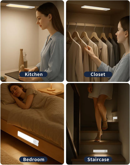 FBY Under Cabinet Lighting, Child-Safe Motion Sensor LED for Nursery and Kids Bedrooms, 3-Pack USB Rechargeable