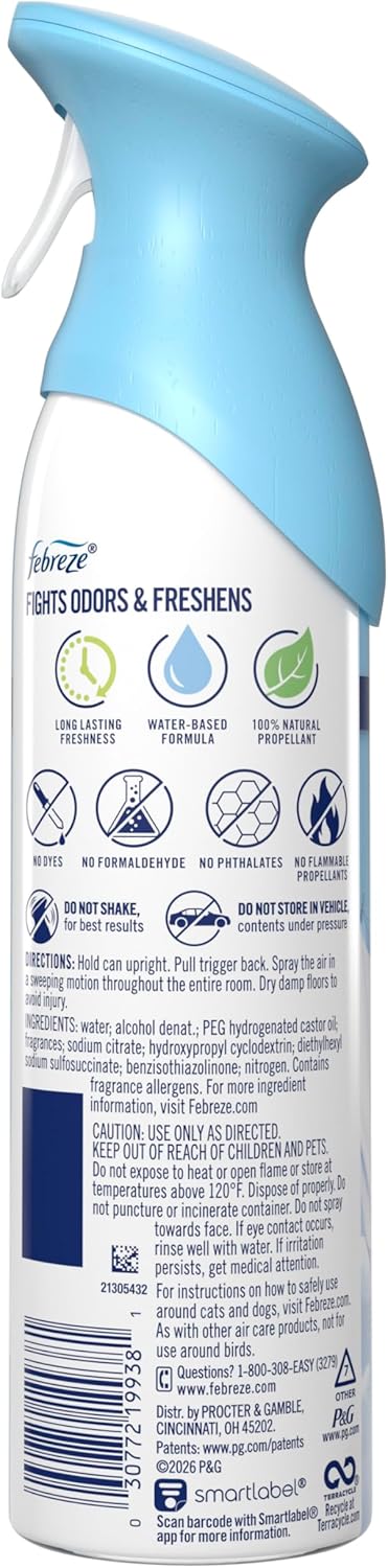 Febreze Air Mist Air Freshener Spray – Wind-Down Ritual for Bedroom and Bath, Linen & Sky Scent 8.1oz Pack of 6