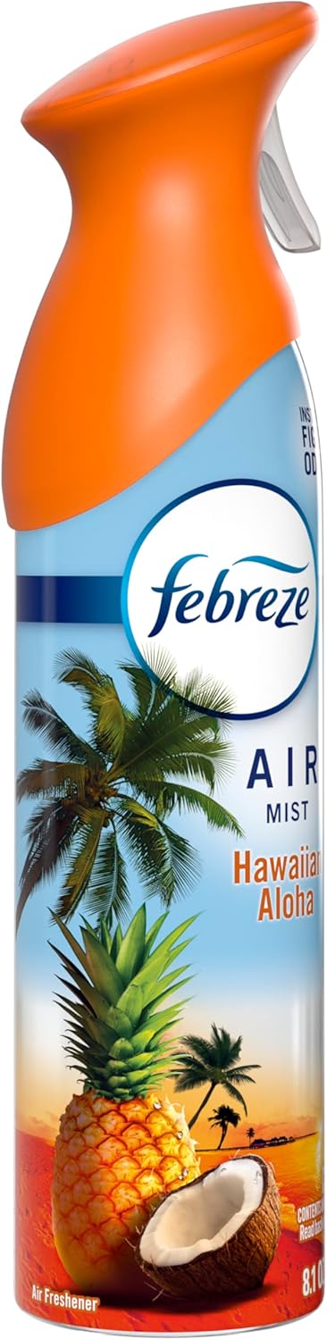 Febreze Air Mist Hawaiian Aloha – Tropical Scent Accent for Cozy Living Room Aesthetic, 8.1oz 6-Pack