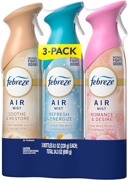 Febreze Air Mist – Non-Toxic Wind-Down Spray for Bath Time and Bedtime Ritual, Soothe & Restore Variety Pack