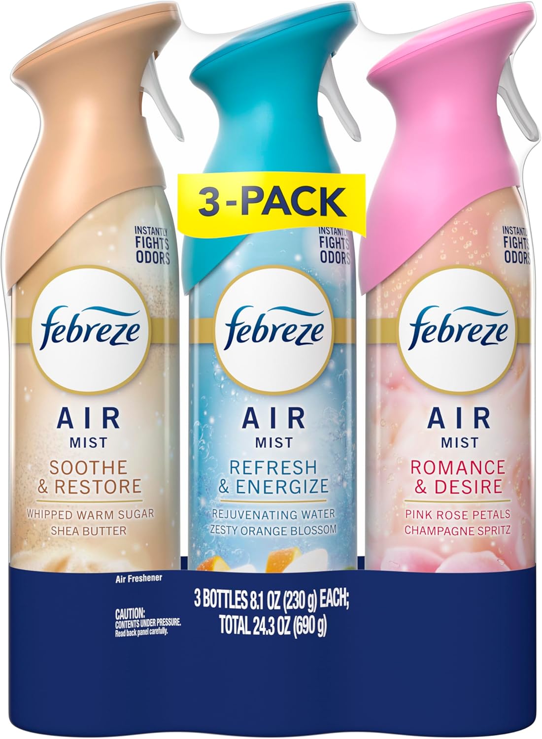 Febreze Air Mist Variety Pack – Long-Lasting Aromatherapy Spray for Yoga Room and Meditation Space, Soothe & Restore Scent