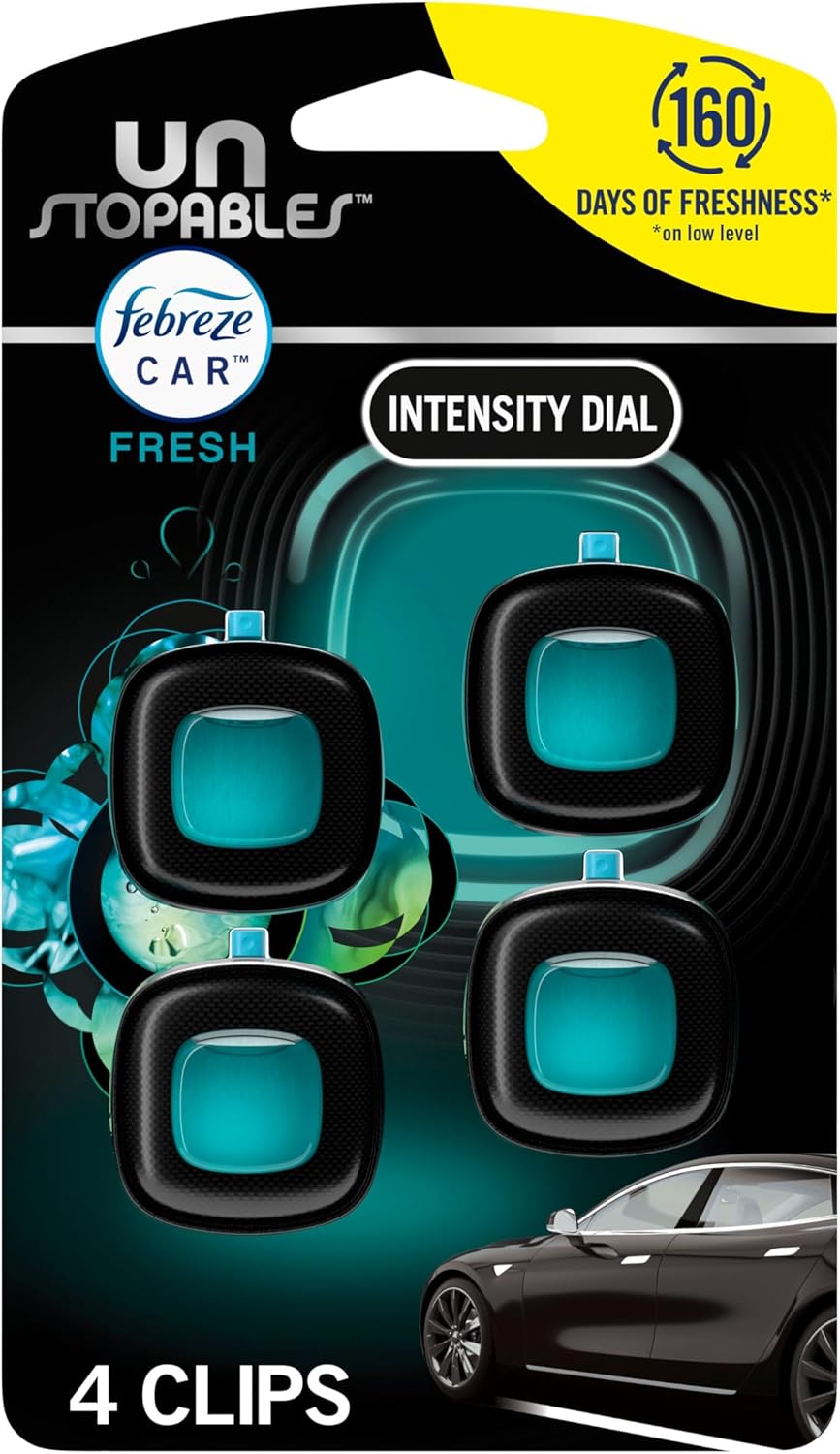Febreze Car Air Freshener Vent Clip – Daily Wellness Ritual for Commuters Who Crave a Calm, Laundry-Fresh Cabin, Unstopables Fresh, 1 Count