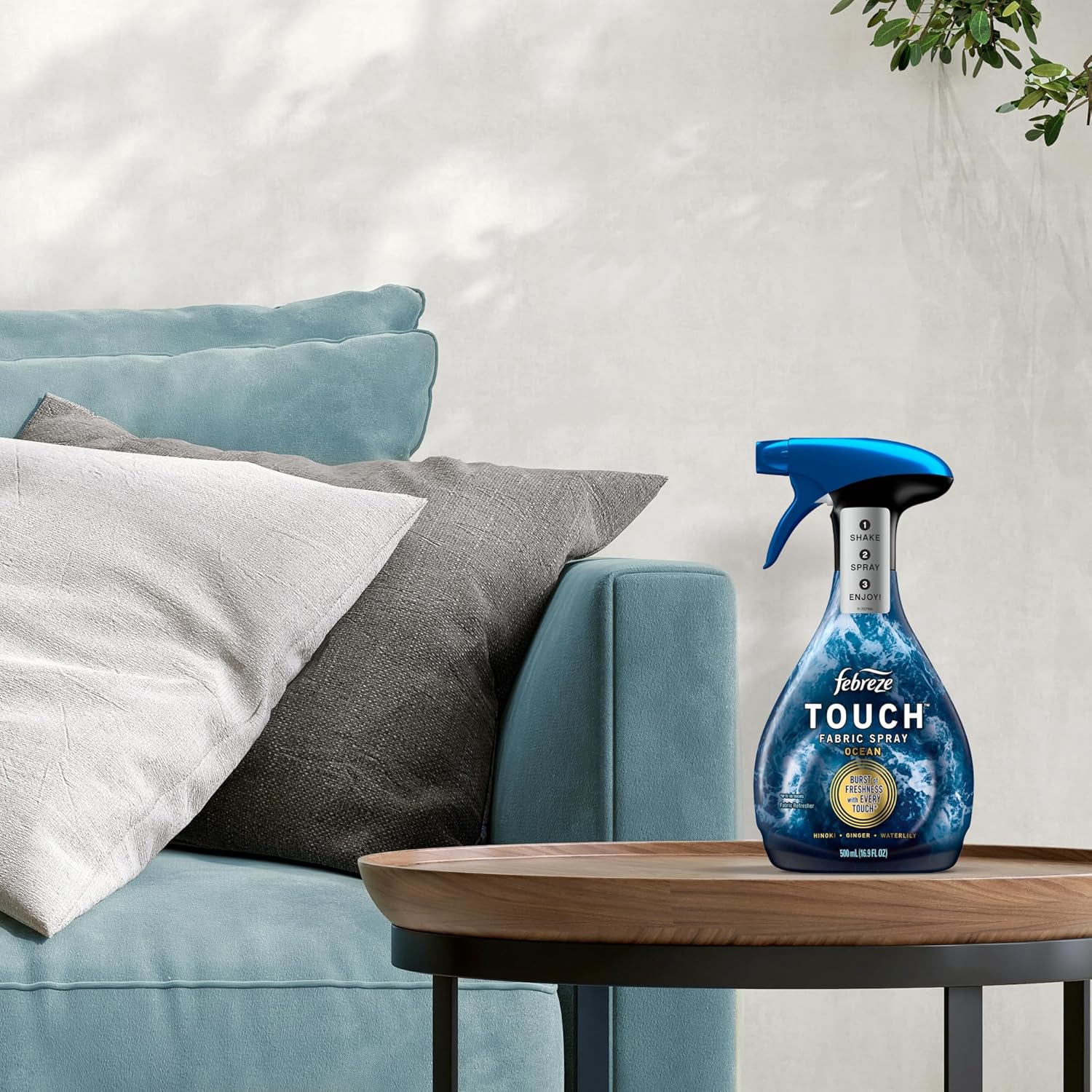 Febreze Touch Fabric Spray – Cozy Living Room Aesthetic, Decorative Scent Mist for Area Rugs and Sofa Pillows