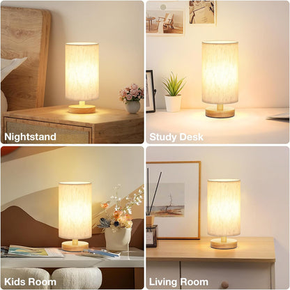 Fenmzee Small Table Lamp for Bedroom - Nursery Night Lamp with Soft 3000K Glow and Child-Safe Inline Switch