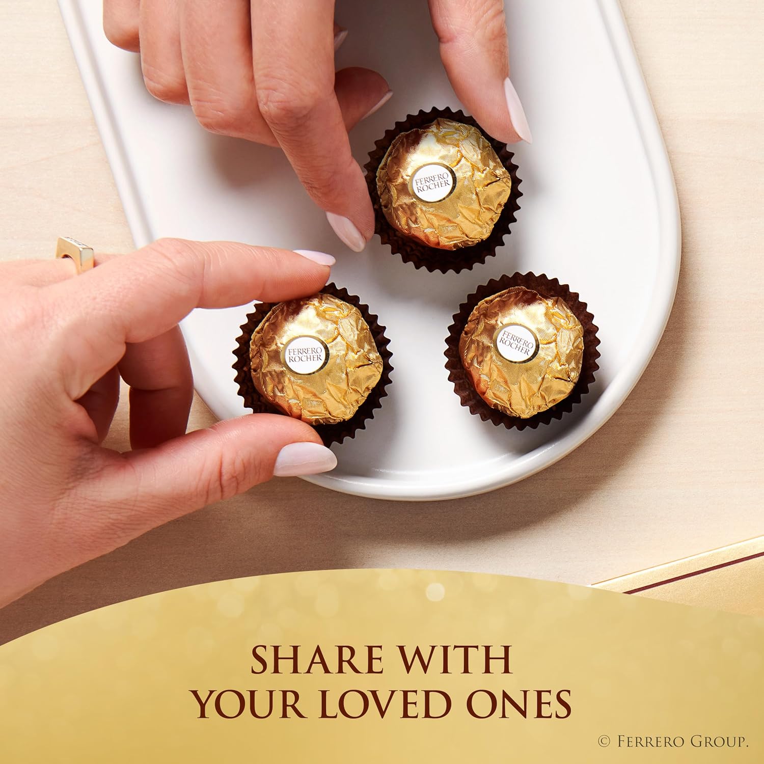 Ferrero Rocher Hazelnut Milk Chocolate Box – Elegant Birthday Gift for Women and Mom, Individually Wrapped Gourmet Candy