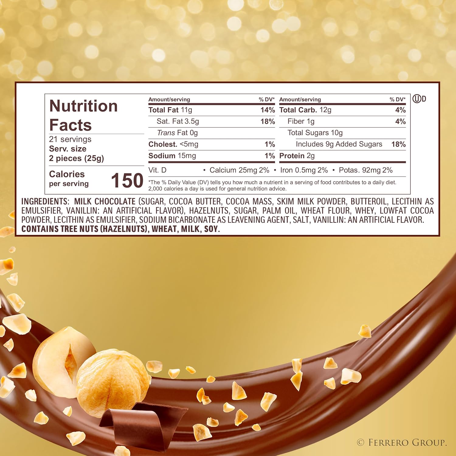 Ferrero Rocher Hazelnut Milk Chocolate Box – Elegant Birthday Gift for Women and Mom, Individually Wrapped Gourmet Candy