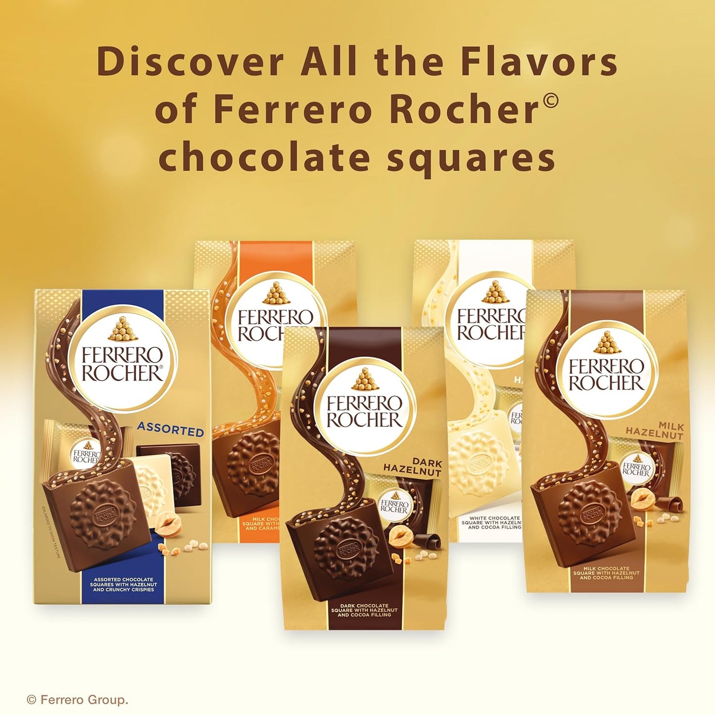 Ferrero Rocher Milk Hazelnut Squares – Streamlined Pantry Treat for Intentional Snacking, 60 Individually Wrapped Pack