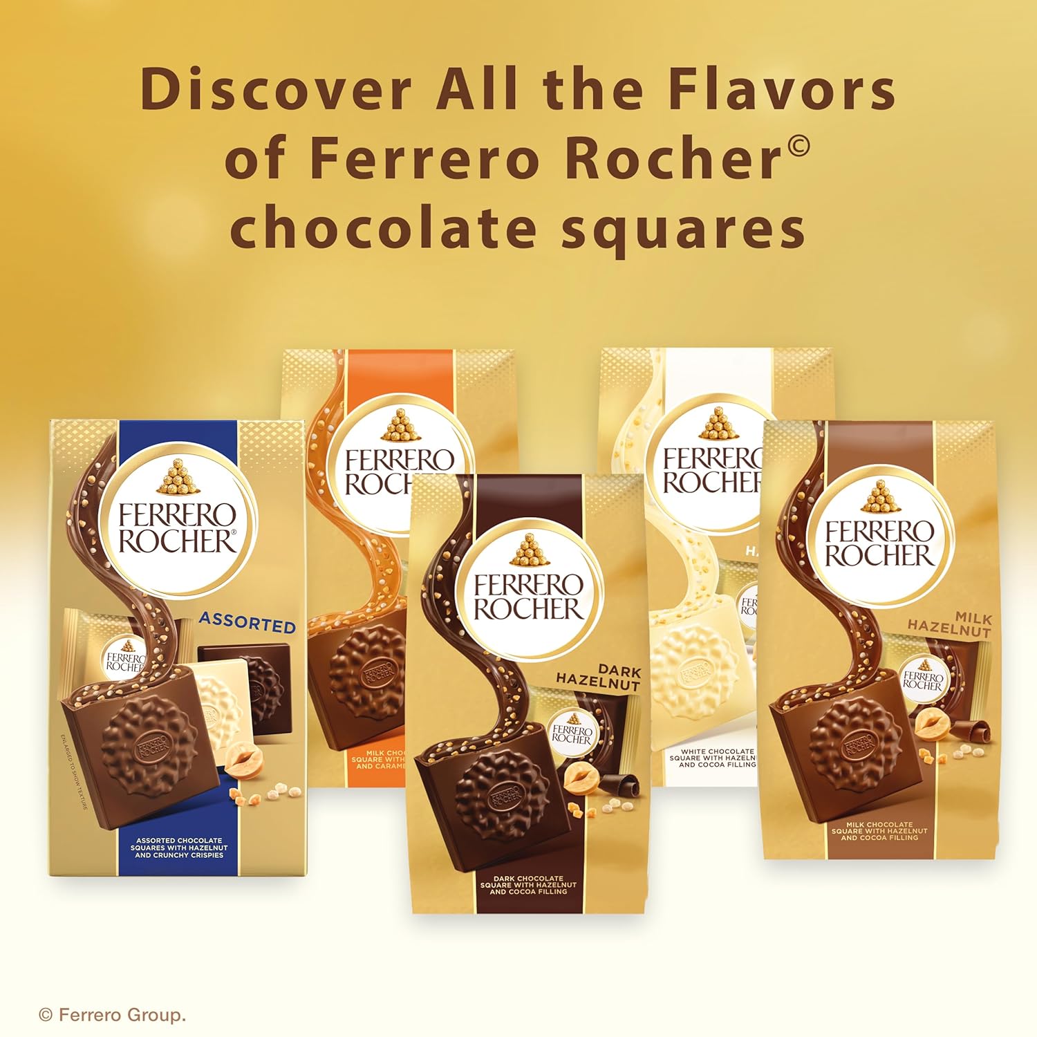 Ferrero Rocher Milk Hazelnut Squares – Streamlined Pantry Treat for Intentional Snacking, 60 Individually Wrapped Pack