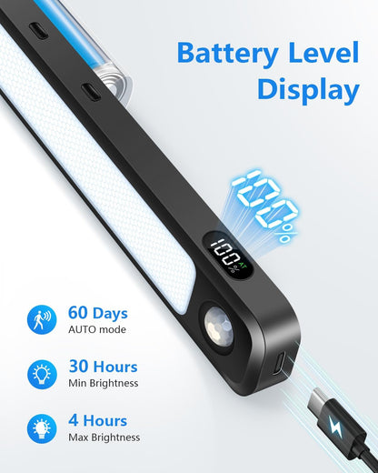 Ferswe Rechargeable LED Light Bar – Under-Cabinet Minimalist Task Light with Hidden Magnetic Mount