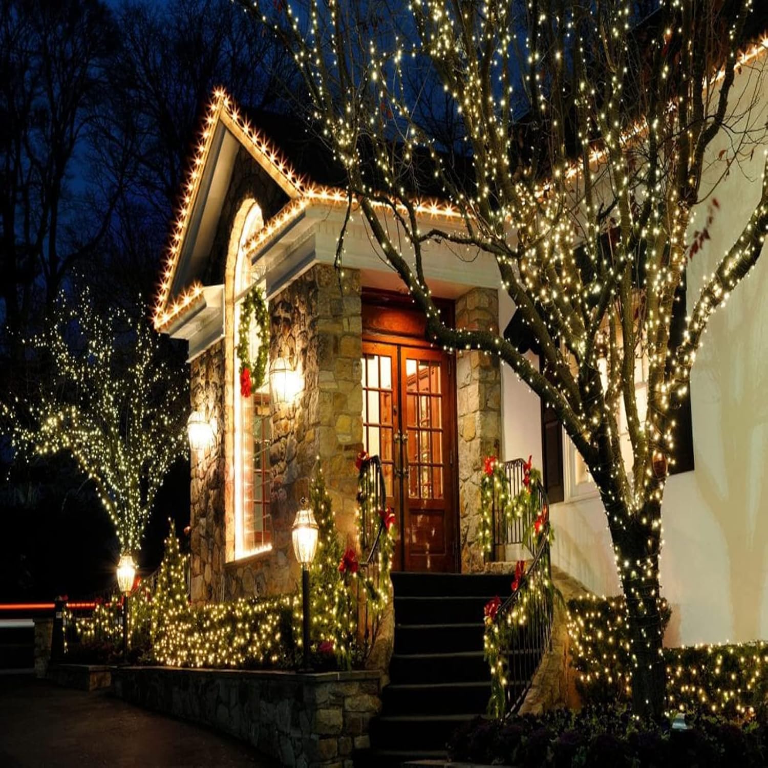Festive Lights 5mm Wide Angle LED String Lights 25ft - Soft Warm White Glow for Bookshelves Window and Living Room Ambiance