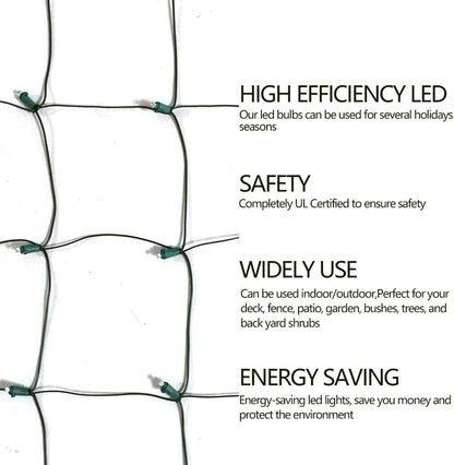 FestoonNET Pro – Weatherproof 5x5ft Green Wire Net Lights for Backyard Bushes, Pergola and Gazebo Holiday Decor