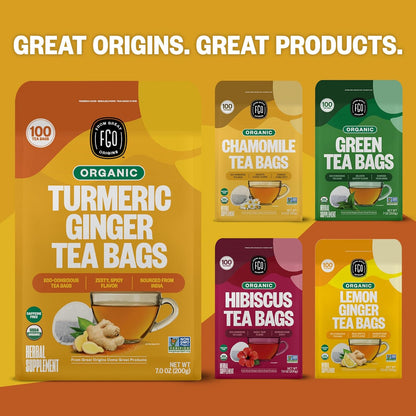 FGO Organic Turmeric Ginger Tea – Anti-Inflammatory Daily Ritual for Morning Wellness Routines