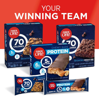 Fiber One Chocolate Fudge Brownies, 70 Calorie Desk Snack Bars for Home Office Focus Breaks, 18 Count
