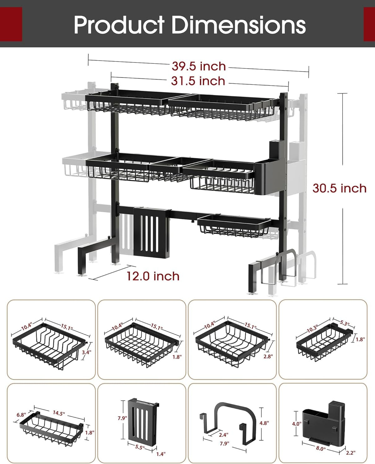 fingerprint-proof, wipe-clean surface; step-by-step illustrated assembly included