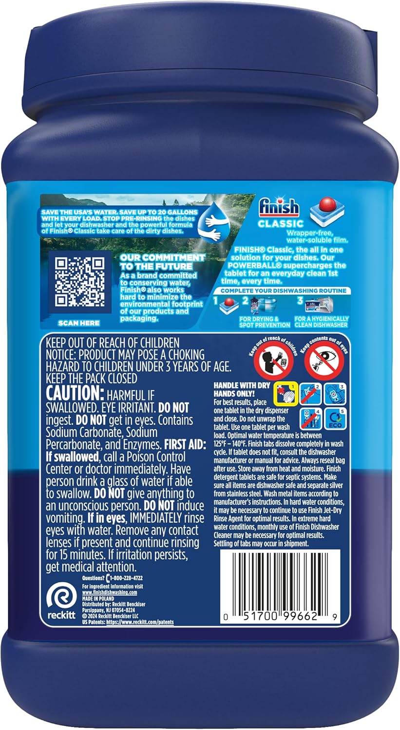 Finish Classic Dishwasher Pods 84 ct. – Family-Safe Suburban Kitchen, No-Touch Dishwasher Detergent Pods