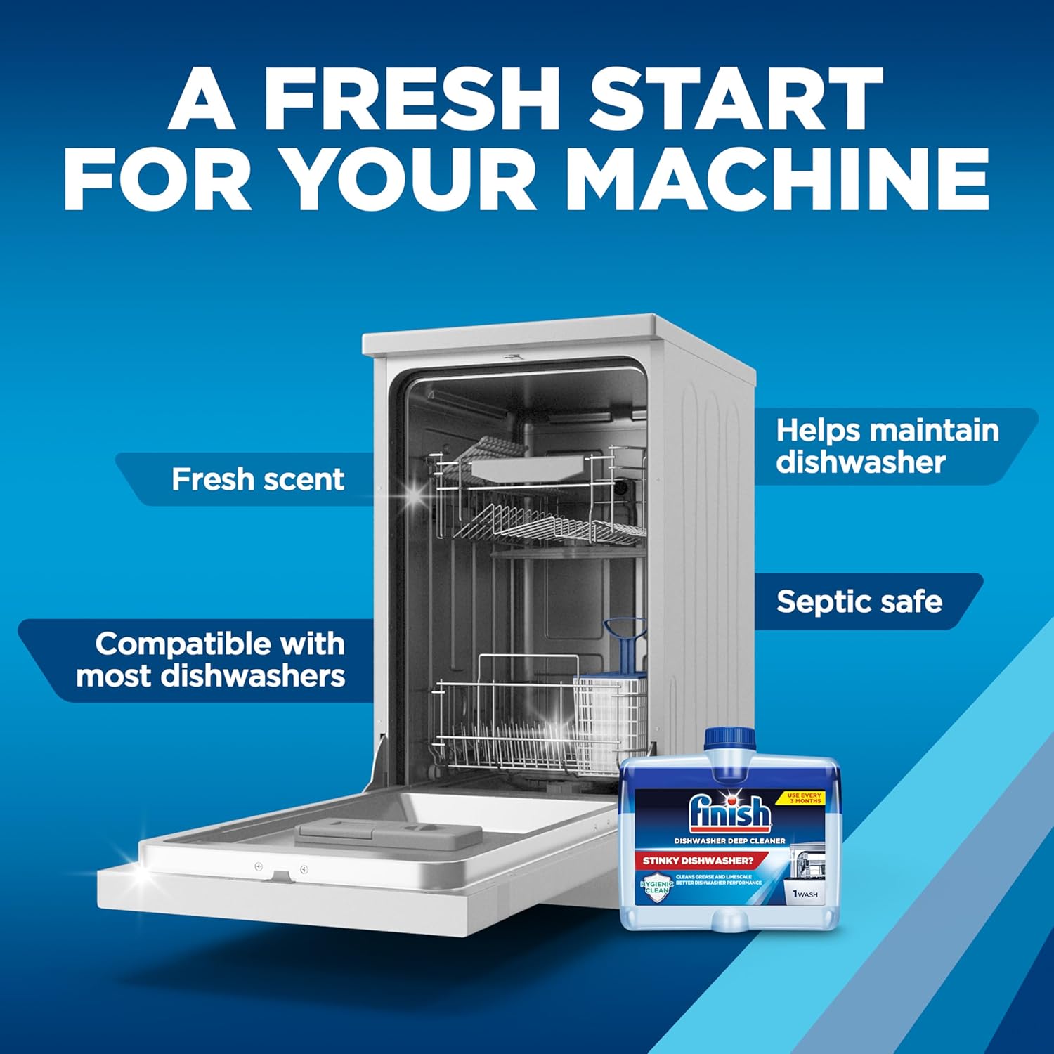 Finish Dishwasher Cleaner Liquid – Simple Quarterly Care for an Uncluttered Kitchen, No Disassembly Required