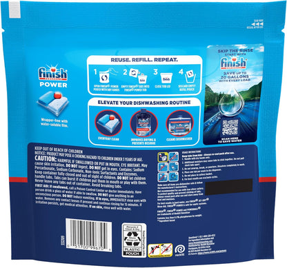 Finish Power Dishwasher Pods for Sustainable Homes, Water-Saving Formula for Mindful Households