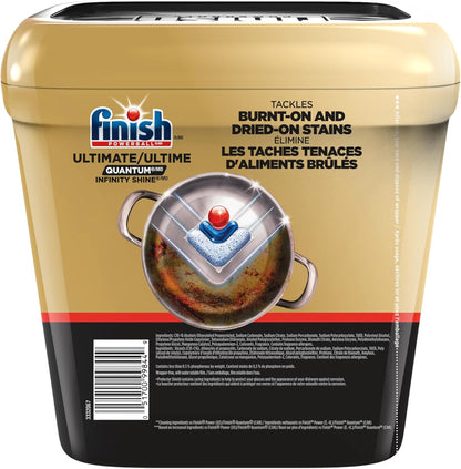 Finish Ultimate Quantum Infinity Shine Dishwasher Pods – Home Office Break-Room Cleanup, Burns Through 24-Hour Dried-On Food