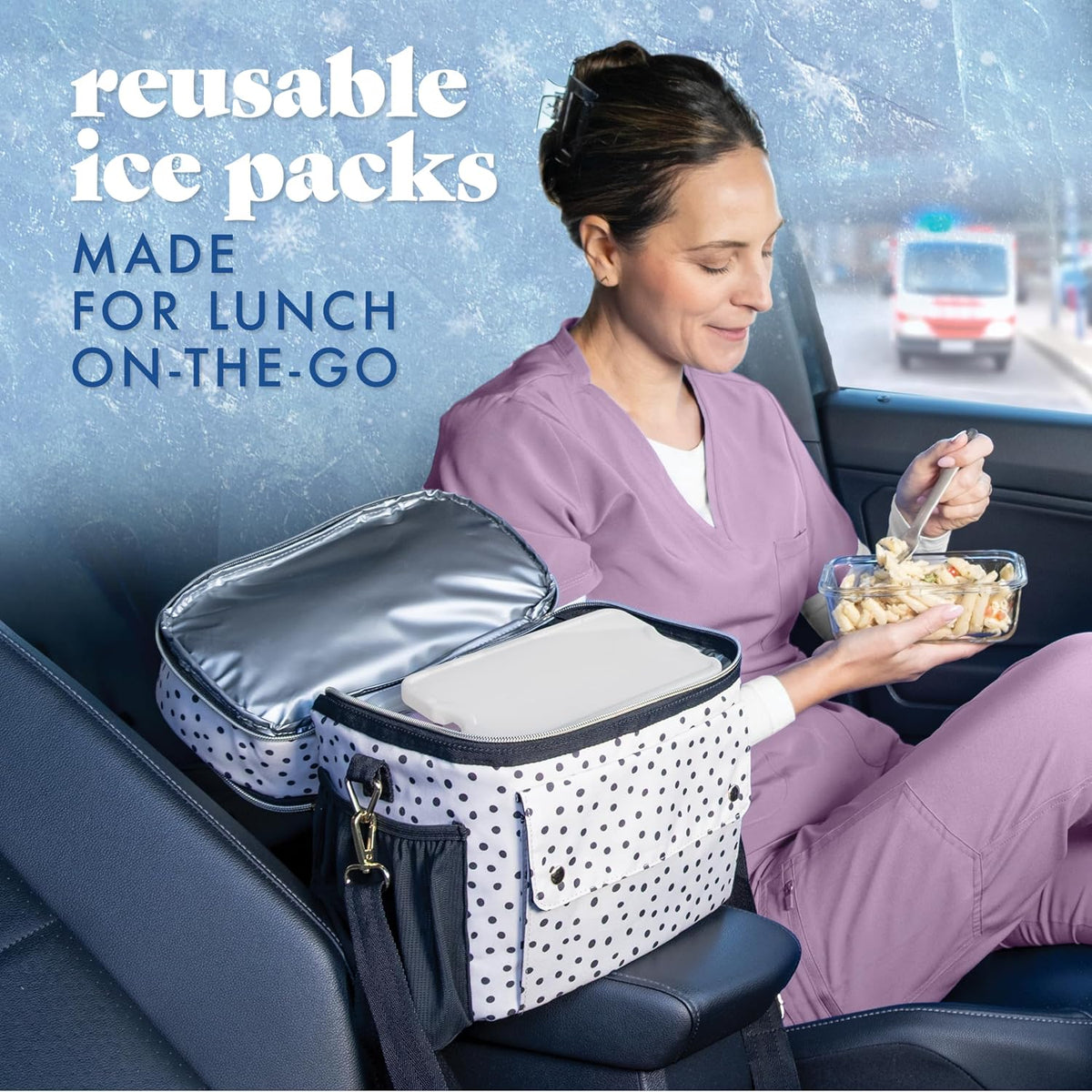 Fit & Fresh Cool Coolers XL Slim Ice Packs for Office Lunches and Commute Bags, Reusable Cold Packs That Skip the Break Room Fridge
