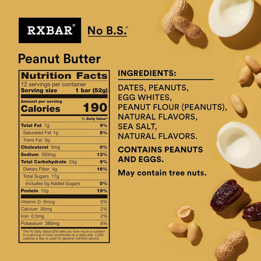 five-ingredient recipe: dates, peanuts, egg whites, natural flavors, sea salt