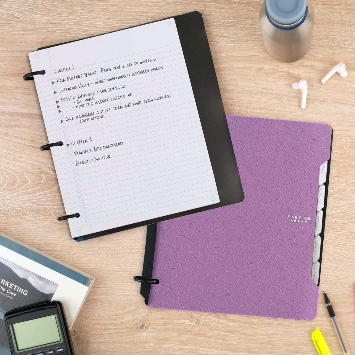 Five Star Flex Refillable Notebook + Study App for Library Note Organization, Refillable 1 Inch Binder with Flashcard App Sync