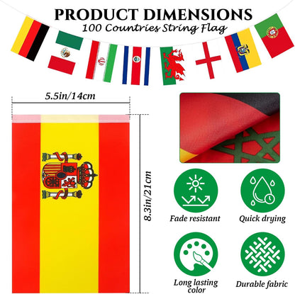 flags securely stitched onto tear-resistant string via rope mount