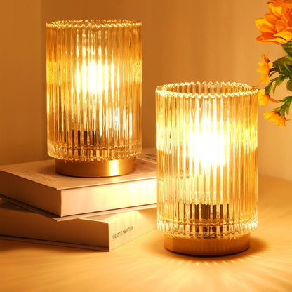 Flameless Glass Bedside Lamp with Auto Timer for Kid-Safe, Pet-Friendly, and Worry-Free Sleep Lighting