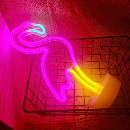 Flamingo Neon Light – Cozy Ambiance Lamp for Living Room and Apartment Decor, USB or Battery Powered