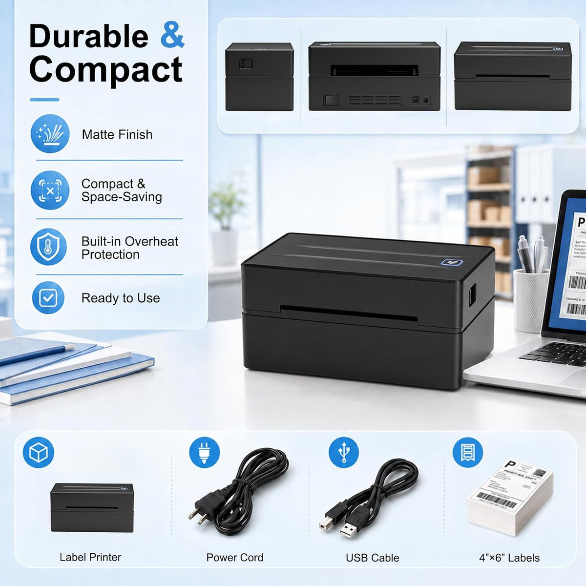 FlashLabel Pro Bluetooth Label Printer – Cool-Running Thermal Printer with Built-In Printhead Safety for Home Offices